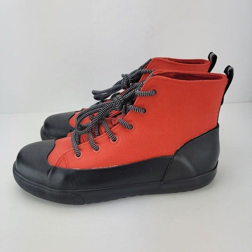 Hunter for Target Kids Size 5 Red Black Dipped Boots Canvas High Top Sneakers